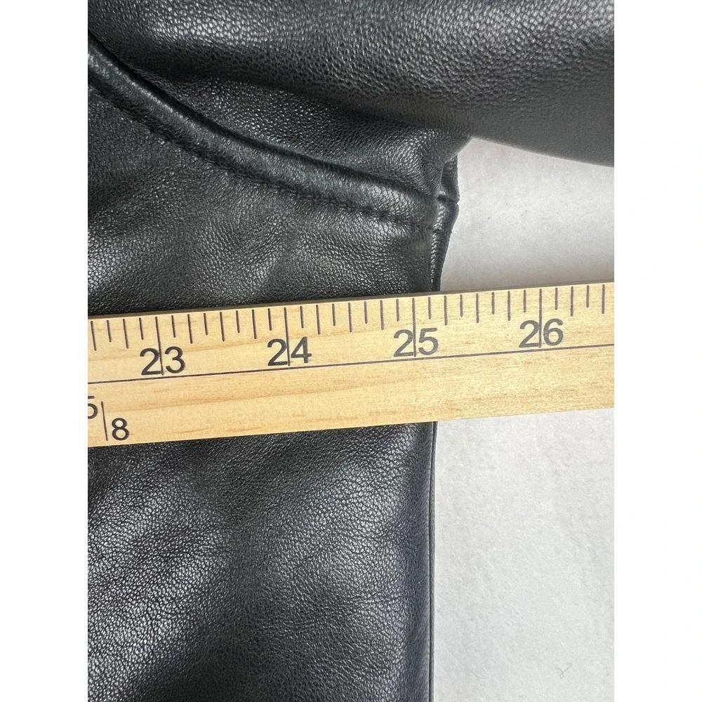 Tibor Mens Vintage Black Leather Car Coat Zip Out Thermal Lining Large